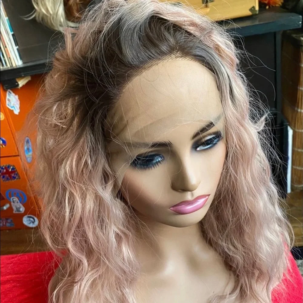 Peachy pink/dusty rose lace front wig
